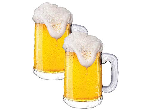 Set Of 2 Realistic Foaming Beer Mug 34' Foil Party Balloons