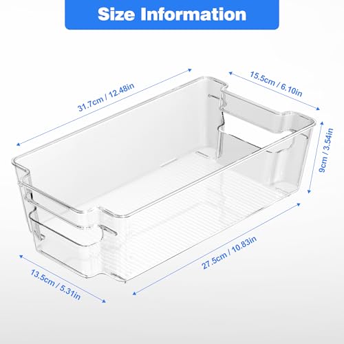 6 Pack Clear Refrigerator Storage Bins, Stackable Plastic Fridge Organizer Kitchen Pantry Storage Bins with Handles for Snacks, Freezer, Kitchen Cupboard, and Cabinet Organization - Image 4