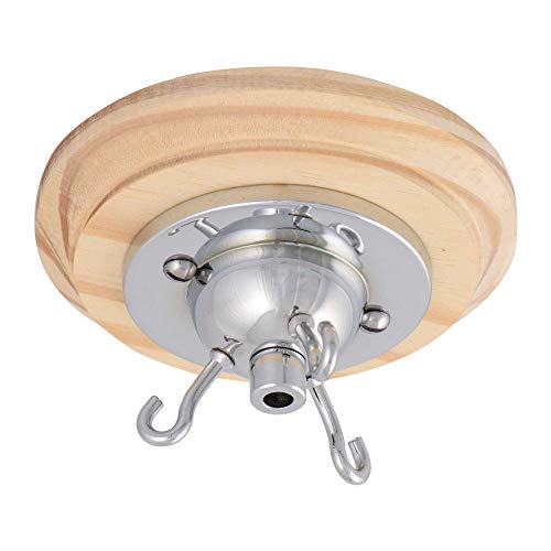 Rosace de plafond 3 crochets chromée ElekTek avec boîtier de connexion pour suspension