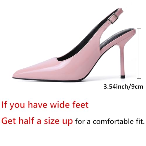 Image of RIBONGZ Sexy Slingback Pumps Elegant Dressy Heels for Women Closed Toe Pointy High Heels Wedding Bride Prom Party Evening Shoes