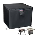 Topcover Fire Pit Cover, 38 inch Square Propane Gas Outdoor Fire Table Cover, Waterproof 600D Patio Large Firepits Furniture Cover - 38"" x 38""W x28""H, Black