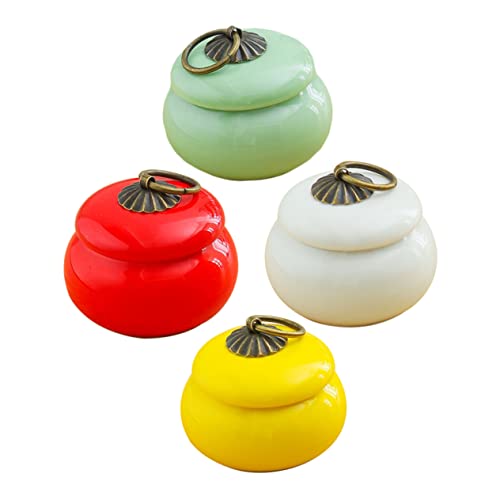 Tanque de almacenamiento pequeño, mini tanque de c Tapa for contenedor de crema de 10 ml, 4 tarros de cerámica for loción, for guardar bolsitas de té, maquillaje, diseño a prueba de fugas, blanco, ama