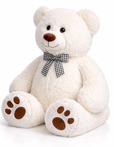 Image of JAI SHREE Soft Plush Teddy Bear for Kids & Girls | Cute Hugable Stuffed Toy with Bow for Birthday, Anniversary & Valentine's Dayt (White, 6 Feet)