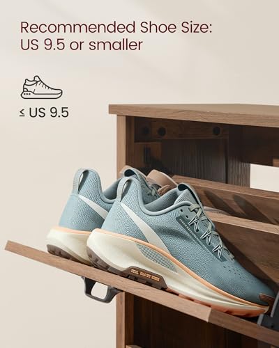 Image of VASAGLE LIRY Collection - Shoe Storage Cabinet Organizer with 3 Flip Drawers, Freestanding Narrow Shoe Rack Cabinet for Entryway, Farmhouse Style, Fits 18 to 24 Pairs, Honey Brown UHSC301KB01S