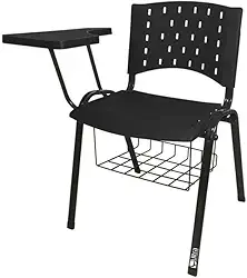 Cadeira Universitária Plástica Preta Com Porta Livros 10 Unidades Prancheta Plástica - ULTRA Móveis