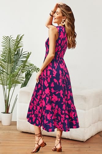 Image of STYLEWORD Womens Summer Casual Short Sleeve Flowy Midi Beach Dress