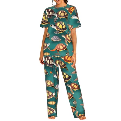 Pyjama tortues de mer pour femme ensemble doux et confortable