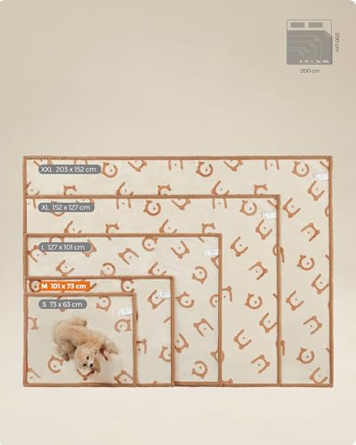 Feandrea wasserdichte Hundedecke, Sherpa Fleece Haustier Decke für Miniaturhunde und kleine Hunde, Katzen, 101 x 73 cm, M, maschinenwaschbar, beidseitiger Sofabezug-Schutz, beige PPB040K01