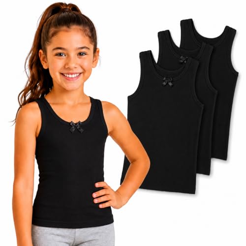 Image of Rene Rofe Girls Tanks & Camis - 3 Pack 100% Cotton Classic Sleeveless Toddler Tops - Scoop Neck Tank Top for Girls (2T-14)