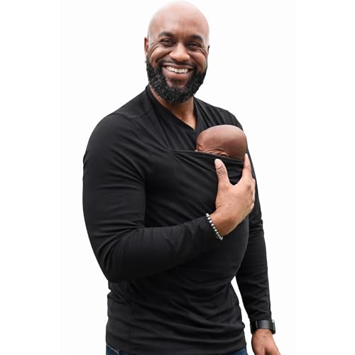 Image of Lalabu Long-Sleeve Dad Shirt - Baby Wraps Carrier for Dad with Hand-Free Patented Pouch - Engineered for Bonding, Safety, & Comfort for Newborns Up to 15 Lbs. - CPSC Compliant