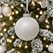 SLEETLY 8pc Large White Ball Ornaments for Christmas Trees Holiday Xmas Decorations - Big Shatterproof Plastic 4.72 inch Glitter Snow Balls with White Ribbon Hangers and Snowflakes Set