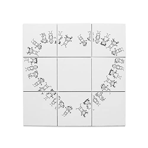 Carreaux céramique décoratifs 20x20 cm dessin mignon coeur enfant lot de 9