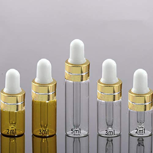 PIXNOR Frascos Conta-Gotas de Vidro Transparente 50Pcs 2Ml Frascos Rolantes de Óleo Essencial Recarr