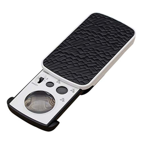LED Lighted Slide Out Pocket Magnifying Glass - 30X 60X and 90X Multi-Power Small Portable Loupe Magnifier with UV Black Light | Best for Jewelry, Diamonds, Gems, Coins, Stamps, Rocks