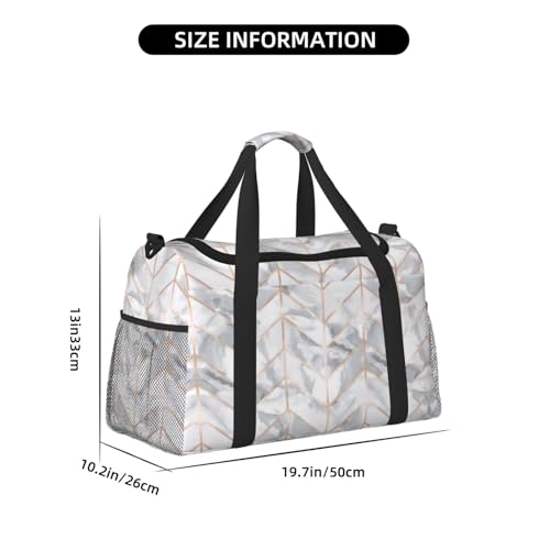 Bolsa de viaje plegable de mármol dorado rosa grande e impermeable 4