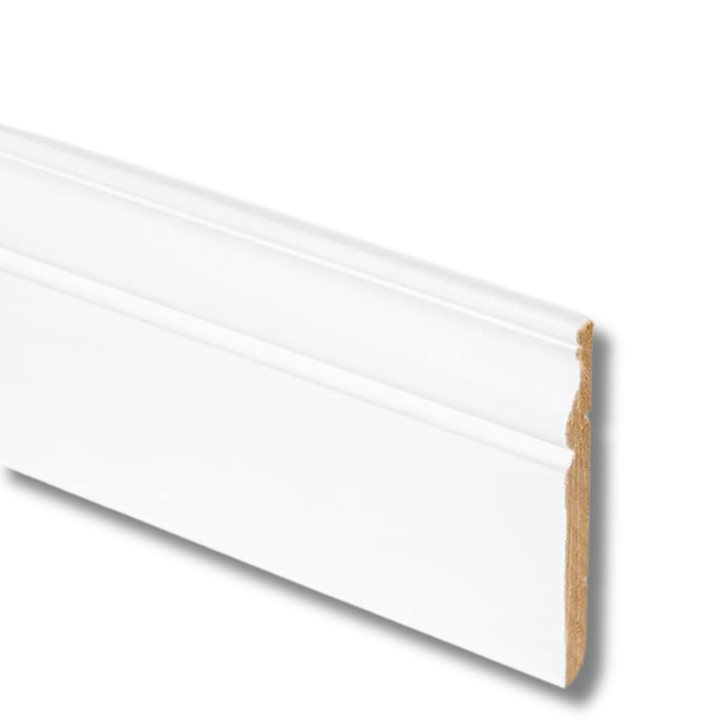 TWE Tucci Wood Essence Battiscopa Laccato Bianco Coloniale in Vero Legno per Interni Made in Italy Resistente a Lavaggi al 100% Confezione x1 (14x140x2500) mm