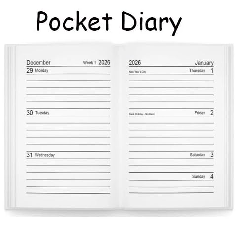 Orbitron 2026 Diary Pocket Size Week to View Diaries Full Year Journal Calendar Planner (Green Flowers) - Image 2