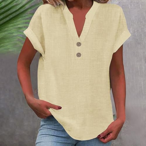 Chemise d'été en lin pour femme coupe ample anti-chaleur