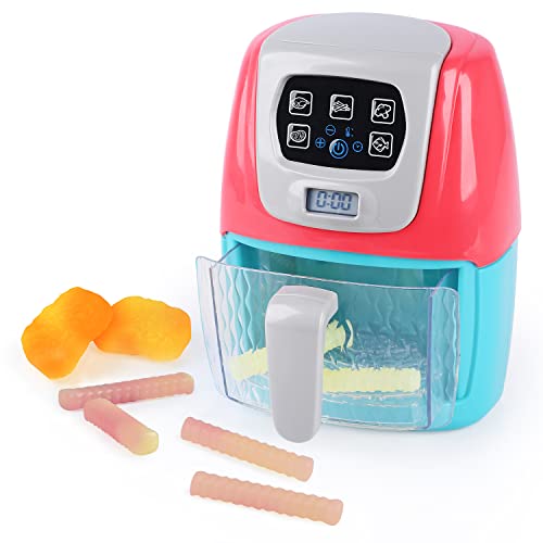 Toy Air Fryer for Kids Kids Play Kitchen Playset Accessories Chefs Pretend Kitchen Appliance Toys Oven w/Light Sound Play Food Grill Cooking Utensils for Boys Girls Toddlers 2+