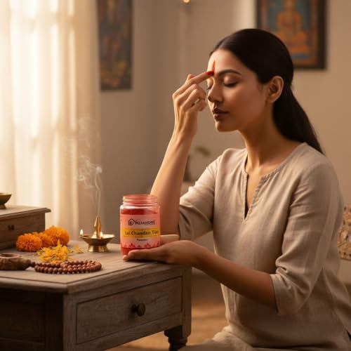 Image of Lal Chandan Powder- 100 Gram for Tika | Chandan Powder for Religious Pooja and Tilak | Natural and Pure Sandalwood for Mandir, Aarti & Ritual Use