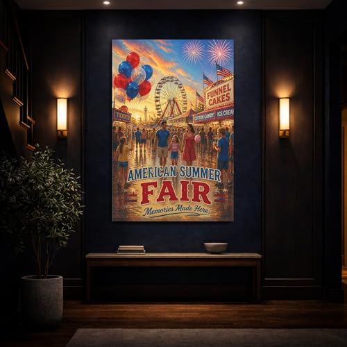 Toile vintage summer fair deco salon grand format 30x45 - 4