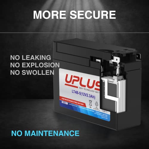 Image of Motorcycle Battery YT4B-BS, UPLUS LT4B-5 High Performance & Maintenance Free - AGM Batteries Replacement Battery for Suzuki and Yamaha Motorcycle, 12V 2.3AH, Tab Terminal