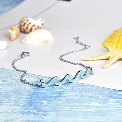 Image of Lauren-Spencer Wave Anklet for Women Gold Silver Plated Beach Ankle Bracelets Ocean Wave Boho Anklets Adjustable Summer Foot Jewelry for Women Birthday Gifts