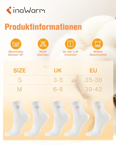 inaWarm Sneaker Socken Damen, Baumwolle Quarter Socken, Atmungsaktiv Tennissocken Damen, Bequeme & Hautfreundlich Baumwollsocken für Alltag, Arbeit & Sport 5 Paar (Geschenkbox)