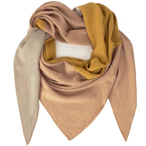 Gloop Damen XXL Strick Dreieck Schal Halstuch Baumwolle Dreieckstuch Musselin Schal ohne Kratze an Haut Made in Italy