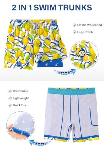 Image of Men's 5'' Swim Trunks with Compression Liner Graphic Beach Dry Fit Lightweight Bathing Shorts (S-XXL)
