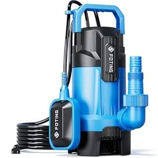 FOTING Sump Pump, High Flow Submersible Water Pump with Float Switch, Automatic Clean/Dirty Utility Pump for Basement Puddle Pool Tub Pond Draining, 1.5 HP, 6300GPH