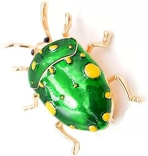 Ok送安たぶん カメムシ 昆虫 かめ虫 ブローチ ピンバッジ pinピン動物メッキ甲虫 緑ゴール 触角 装飾アクセサリー黄色ヘッピリムシ