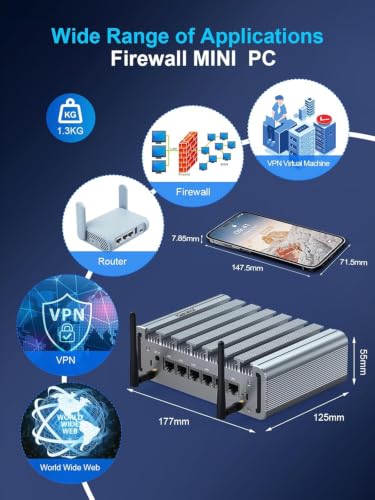Image of HYSTOU Firewall Mini PC Micro Appliance, Router PC, VPN, Network Security Server, N100 Fanless Mini PC, Firewall 2.5gbe OPNsense, AES-NI, Vesa /Wall Mount(16GB DDR4 /512GB SSD) | Router PC, VPN, Network Security Server,Firewall 2.5gbe OPNsense for Home&Office, AES-NI, Vesa /Wall Moun,6LAN,4USB,RS232 COM
