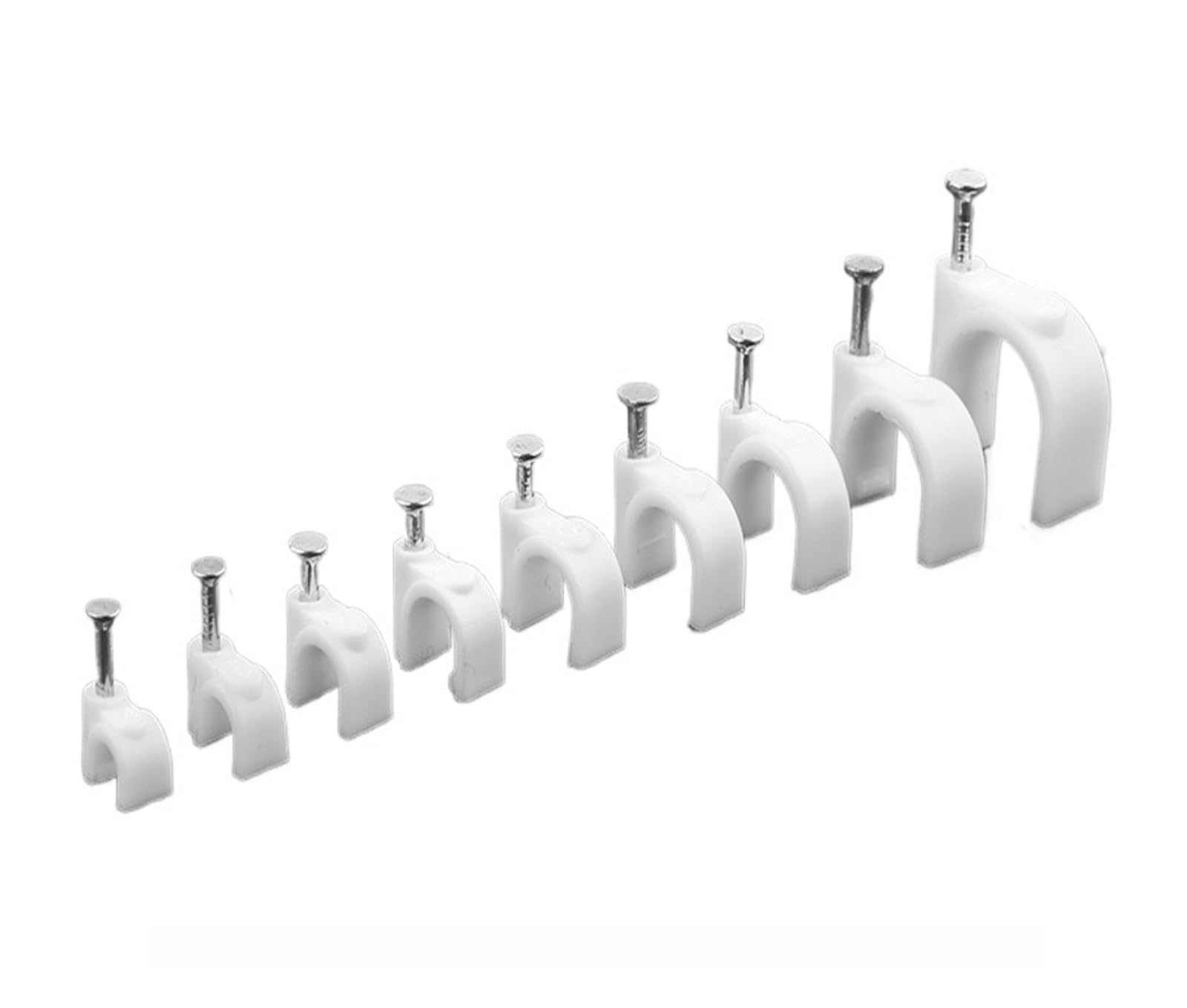 Nails Cable Clips, Circle Nail Clip 100pcs Wire Management Clamp White Steel 4-12mm(5mm 100pcs)