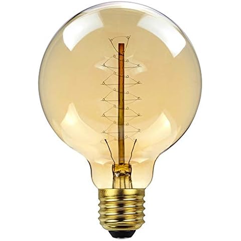 Vintage Edison Light Bulb, G95 Spiral Retro 40W / 220V / E27 Globe Vintage Decorative Light Bulb Antique Fancy Light Bulb for Chandeliers,Table Lamps, Wall Lamps,Ceiling Light,1pcs Cover