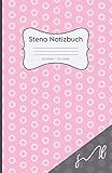  Steno Notizbuch: DIN A5: Stenoheft mit weißen Blümchen auf rosa Hintergrund - liniert mit Mittellinie - Shorthand Steno Übungsheft