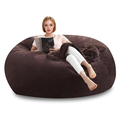 Image of 5FT,Big Bean Bag Chairs for Adults,Bean Bag with Filler Included,Memory Foam Bean Bag,Giant beanbag,Suitable for Reading Chairs in Living Room, Bedroom and Dormitory. (Brown, 5 Foot)