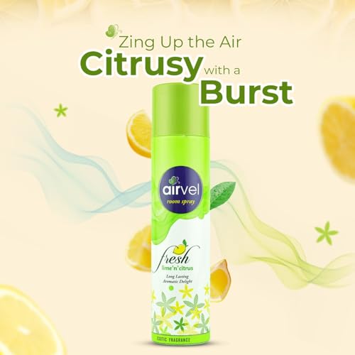 Image of Airvel Room freshener Spray Pack of 2 - with Mesmerizing Fragrance for your Refreshing Atmosphere|Helps to remove bad Odour|(Majestic RoseFresh Lemon,125g Each)