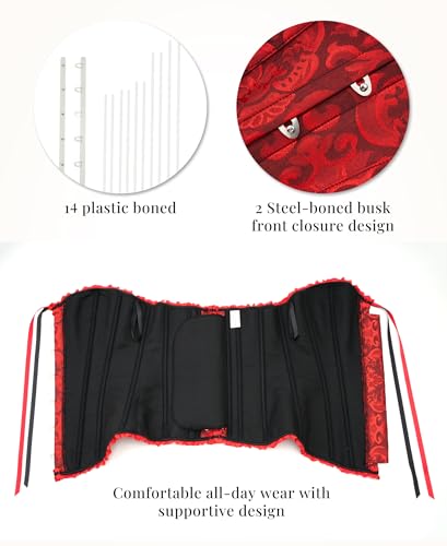 SZIVYSHI Corset Tops for Women, Bustier Shapewear Lingerie, Lace Waist Push Up Bodysuit