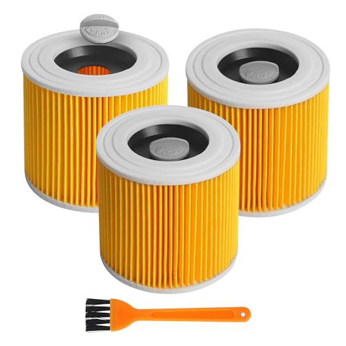 3 Filter Für Kärcher Staubsaugerfilter,Patronenfilter Kompatibel, Ersatzfilter für Kärcher WD3, WD2, WD1, MV3, MV2, A, K, KNT, NT, SE, VC, ersetzt 6.414-552.0, 6.414-772.0, 6.414-547.0