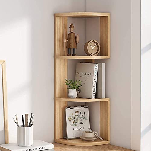 Estantería para libros de pie y esquina, acabado natural con 3 niveles 5