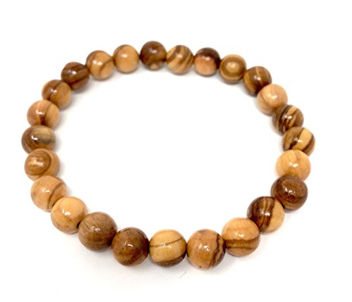 bagusto Pulsera hecha de auténticas cuentas de madera de olivo de 8 mm - hecho a mano - joyas de madera - joyas hechas de madera de olivo - también ponible como tobillera Cover