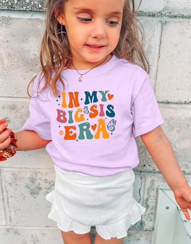 Image of Toddler Big Sister Tee in My Big Sis Era Graphic T-Shirt Big Sis Announcement Crewneck Shirts Sibling Reveal Tops