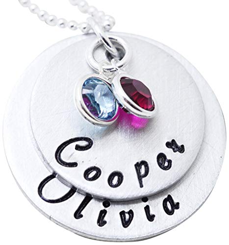 Personalized Birthstone Mother's Day Name Necklace â€“ Customized Jewelry Gift for Mom from Kids, Christmas Gift for Grandma from Grandchildren