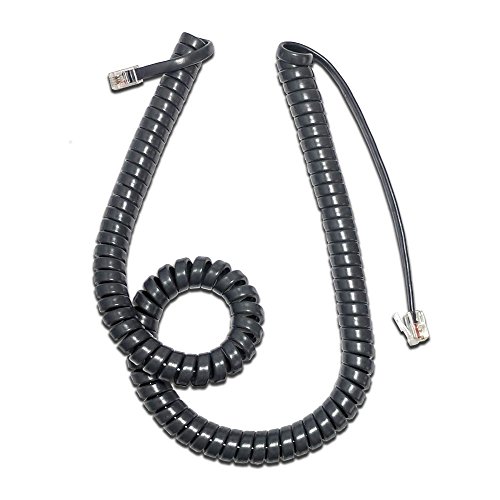 12ft Handset Curly Cord Compatible with Cisco Long Tail Charcoal Gray Phone Cord