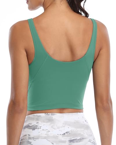 Image of Oalka Sports Bra Womens Longline Padded Crop Yoga Tank Tops