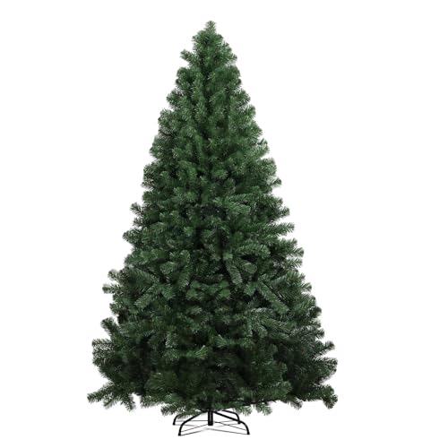 NIBEMINENT Christmas Tree 8ft Real Pine Needles Artificial Christmas Trees with 1600 Full Branches Tips Xmas Tree for Home and Office Easy Assembly Metal Stand