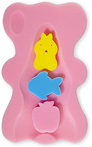 HALLO Soft Infant Bath Sponge Skid Proof Baby Bath Mat Newborn Odor Free (Pink)