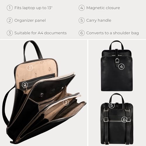 Sac à dos en cuir véritable résistant contre le mal de dos urbain - 6