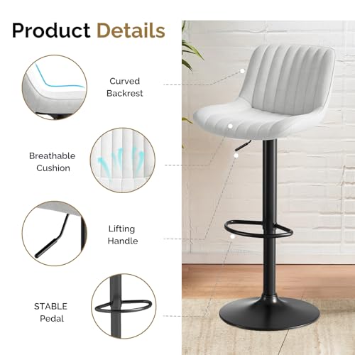 Bar-Stools-Set-of-2-Kitchen-Swivel-Counter-Barstool-Adjustable-Height-Island-Bar-Chairs-Modern-Stools-White Bar Stools Set of 2 Kitchen Swivel Counter Barstool Adjustable Height Island Bar Chairs Modern Stools White